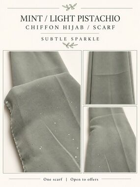 Mint Green / Light Pistachio Sparkly Chiffon Hijab